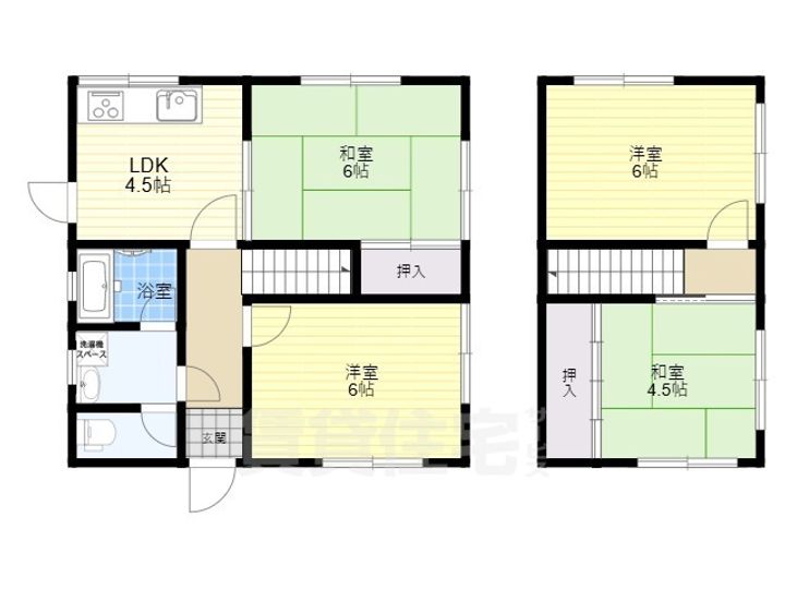大阪府富田林市山手町(一戸建)の賃貸物件の間取り