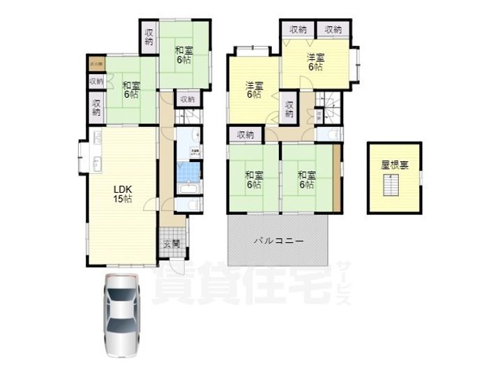 大阪府羽曳野市恵我之荘2丁目(一戸建)の賃貸物件の間取り