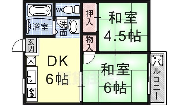 京都府京都市伏見区日野岡西町の賃貸アパートの間取り
