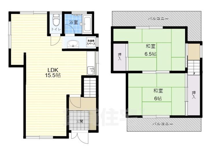 大阪府羽曳野市高鷲10丁目(一戸建)の賃貸物件の間取り