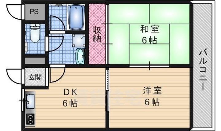 京都府京都市伏見区久我石原町の賃貸アパートの間取り