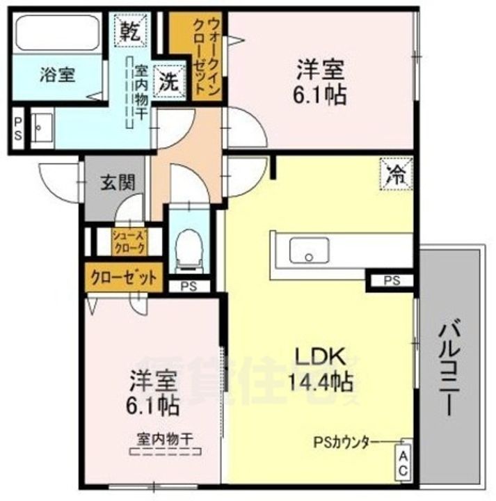 大阪府高槻市下田部町1丁目の賃貸アパートの間取り
