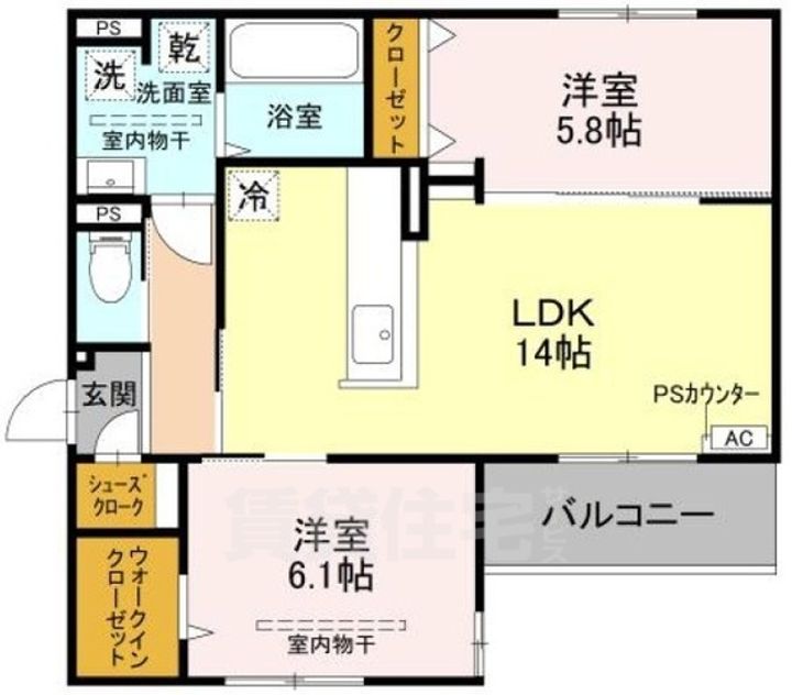 大阪府高槻市下田部町1丁目の賃貸アパートの間取り