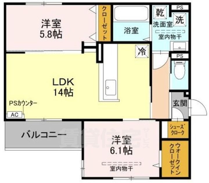 大阪府高槻市下田部町1丁目の賃貸アパートの間取り