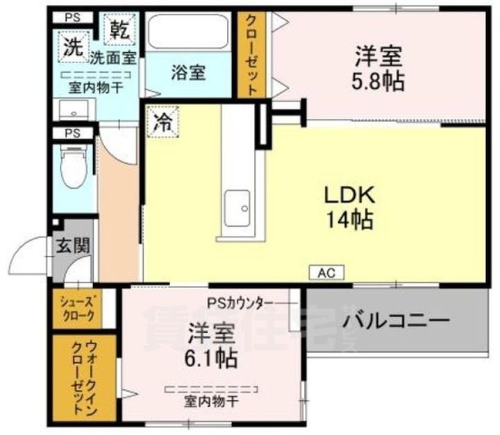 大阪府高槻市下田部町1丁目の賃貸アパートの間取り