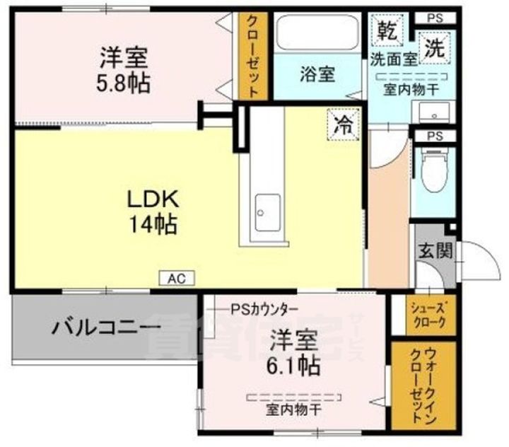 大阪府高槻市下田部町1丁目の賃貸アパートの間取り