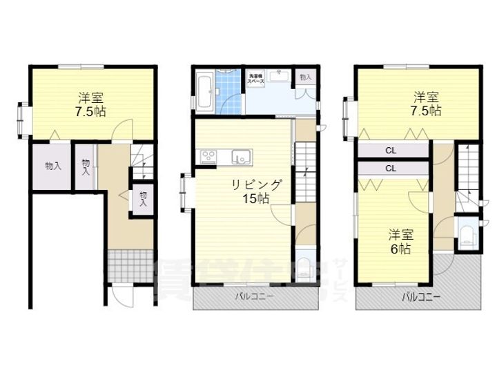 大阪府高槻市津之江町3丁目(一戸建)の賃貸物件の間取り