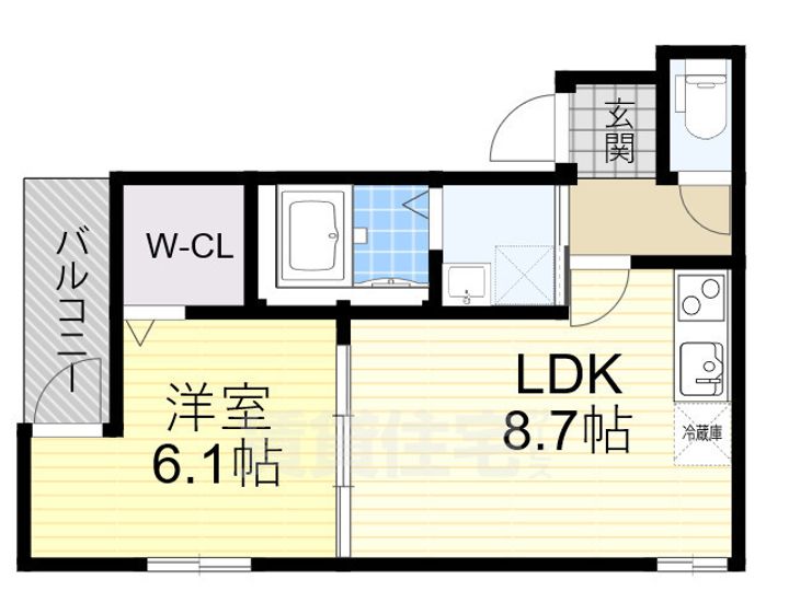 大阪府大阪市住吉区遠里小野6丁目の賃貸アパートの間取り