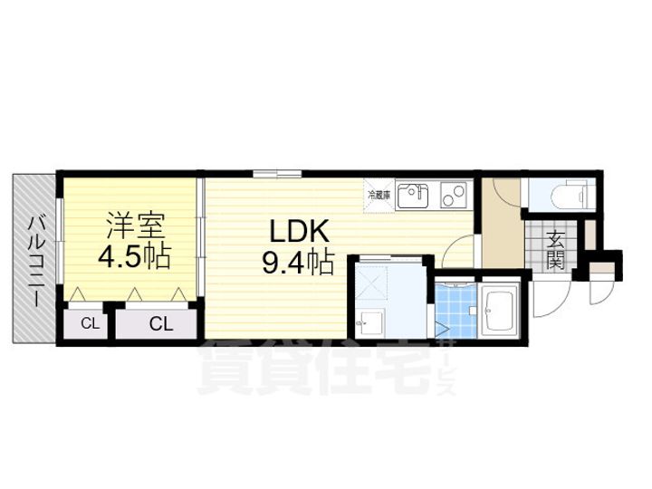 大阪府大阪市住吉区遠里小野6丁目の賃貸アパートの間取り