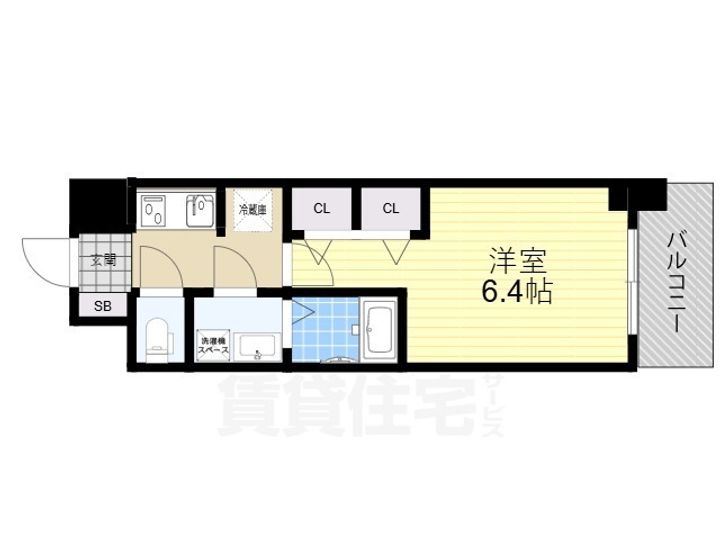 大阪府堺市堺区熊野町東4丁の賃貸マンションの間取り