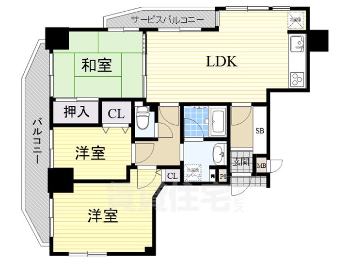 日宝ロイヤルハイツ桑津の間取り