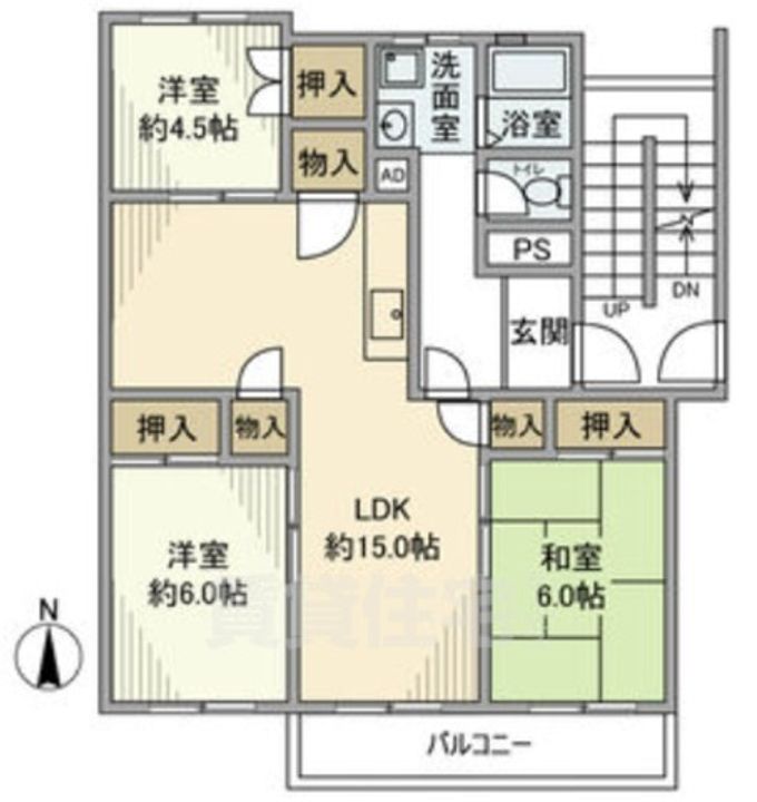 三日月住宅3号棟の間取り