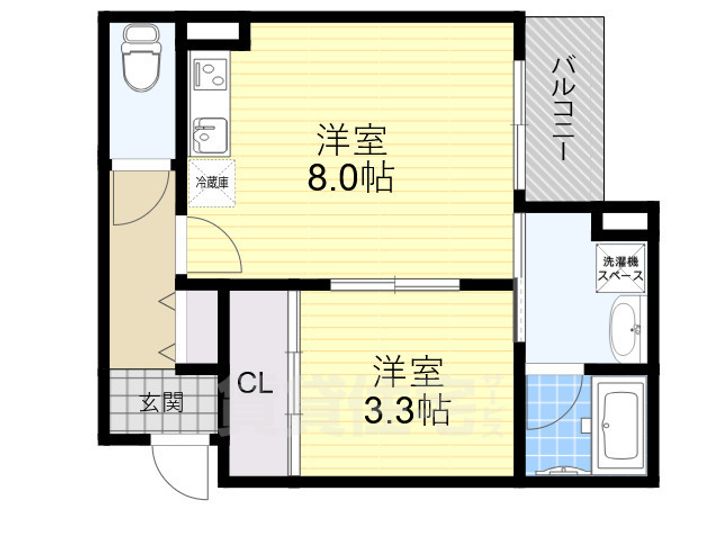 大阪府茨木市三島町の賃貸アパートの間取り