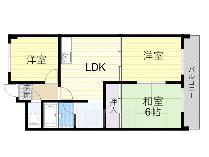大阪府堺市堺区東雲西町2丁の賃貸マンションの間取り