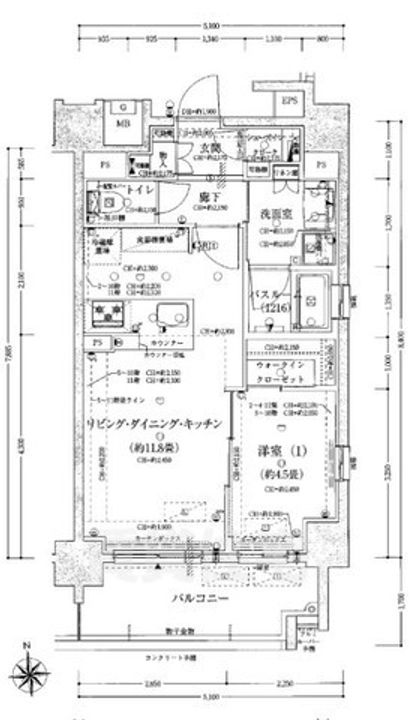オープンレジデンシア名古屋栄estの間取り