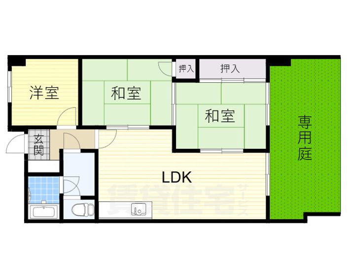 大阪府摂津市鶴野2丁目の賃貸マンションの間取り