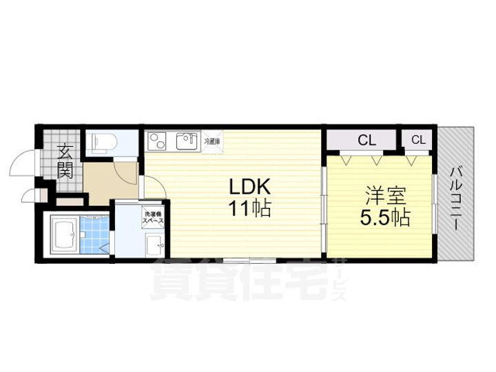 大阪府八尾市教興寺3丁目の賃貸マンションの間取り