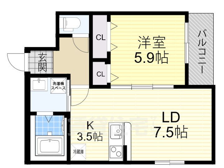 大阪府八尾市教興寺3丁目の賃貸マンションの間取り
