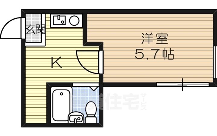 すばる一番館2Kの間取り