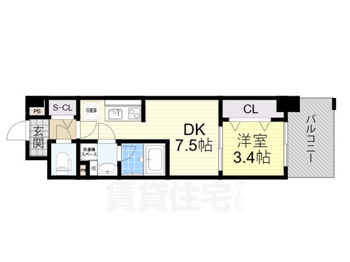 大阪府堺市堺区一条通の賃貸マンションの間取り