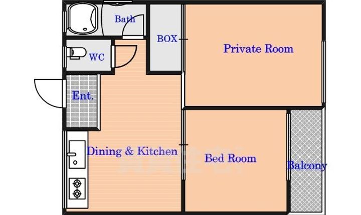 奈良県奈良市西大寺芝町2丁目の賃貸アパートの間取り