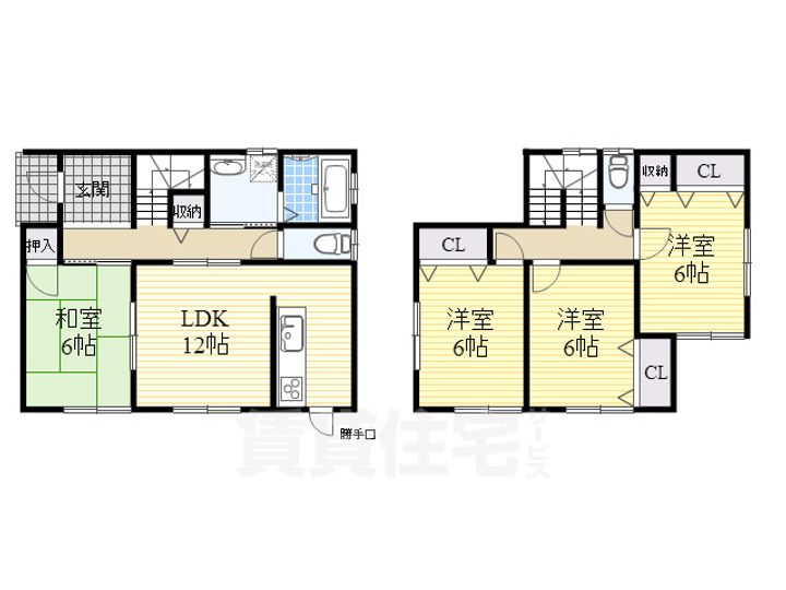 大阪府茨木市鮎川4丁目(一戸建)の賃貸物件の間取り