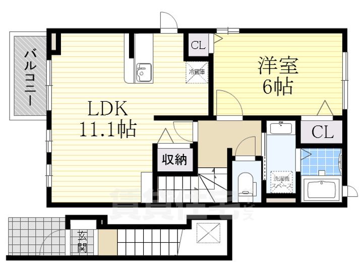 大阪府大阪市東住吉区照ケ丘矢田3丁目の賃貸アパートの間取り