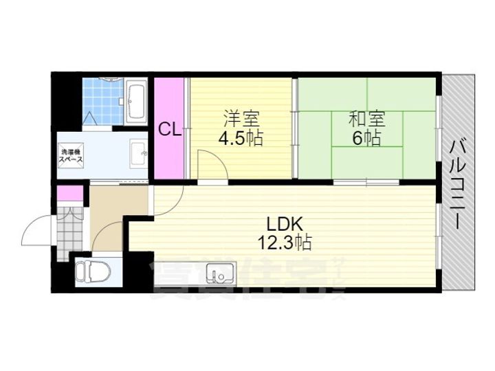 大阪府大阪市西淀川区出来島2丁目の賃貸マンションの間取り