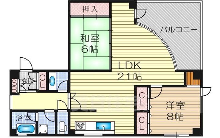 シオンズガーデン花川(元おおきに花川サニーアパートメント)の間取り