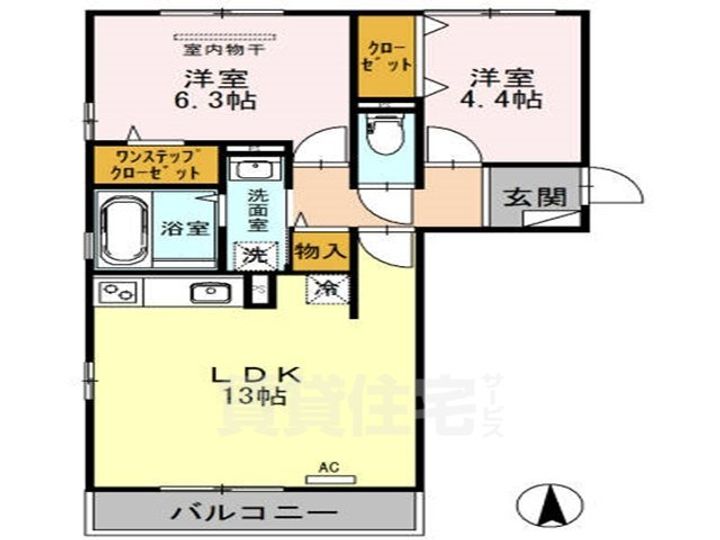 大阪府堺市美原区阿弥の賃貸アパートの間取り