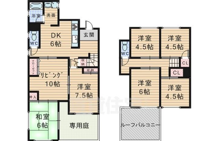大阪府豊中市北桜塚2丁目(一戸建)の賃貸物件の間取り