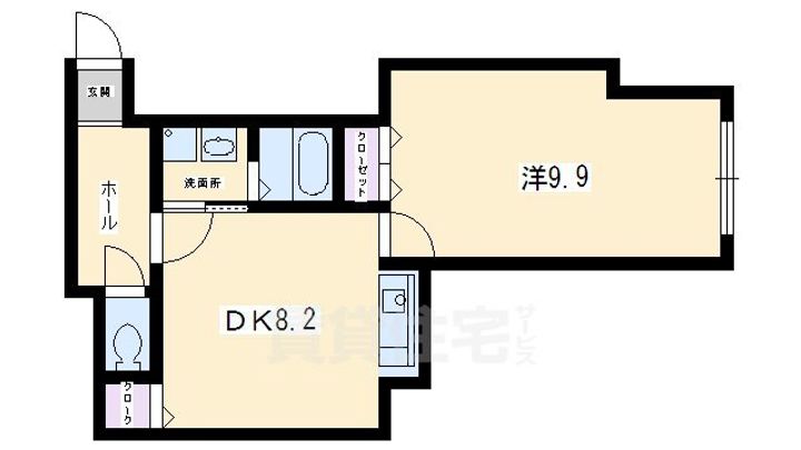 京都府京都市右京区鳴滝音戸山町の賃貸マンションの間取り