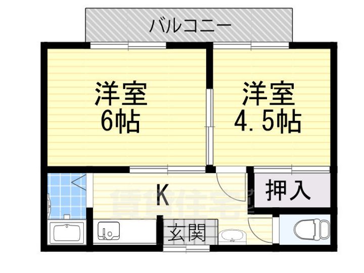 大阪府茨木市丑寅1丁目の賃貸マンションの間取り