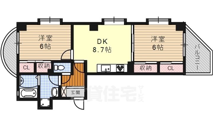 愛知県名古屋市昭和区滝川町の賃貸マンションの間取り