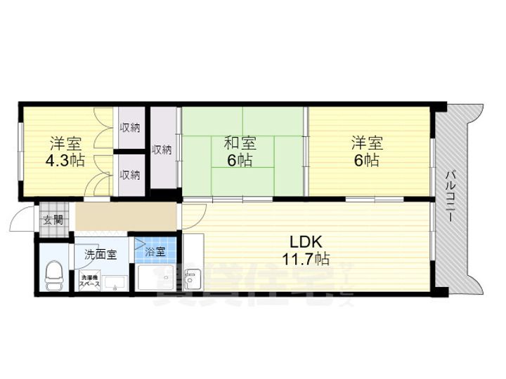 大阪府茨木市橋の内1丁目の賃貸マンションの間取り