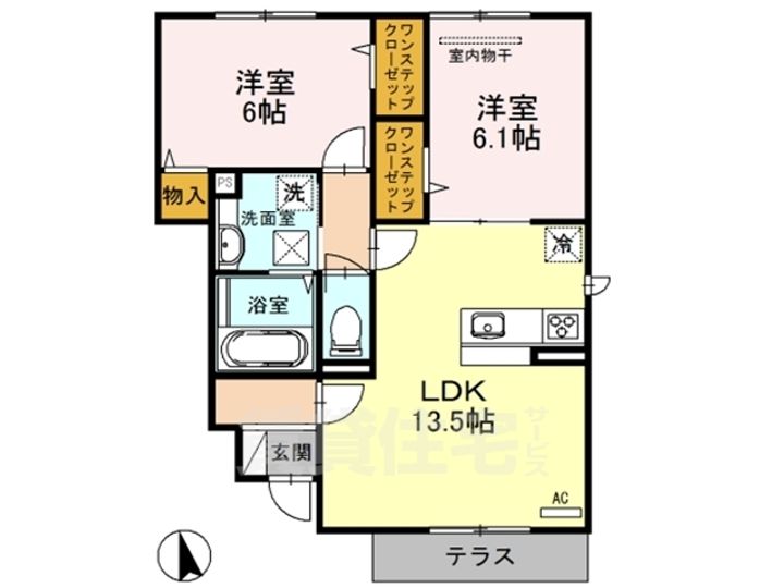 大阪府堺市中区東山の賃貸アパートの間取り