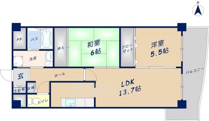 グドゥウェル新石切の間取り