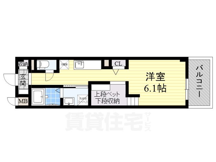 大阪府堺市堺区東雲西町1丁の賃貸マンションの間取り