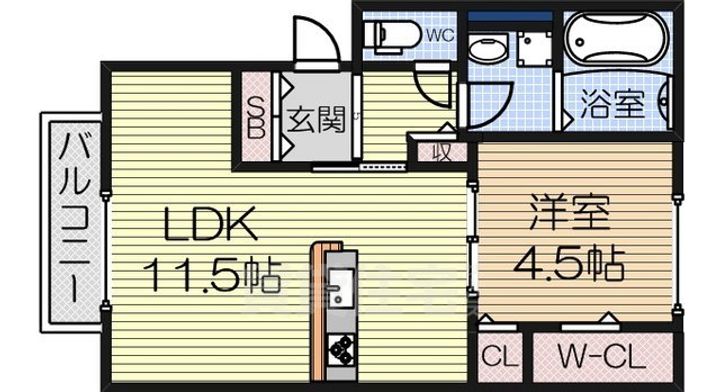 大阪府泉大津市東港町の賃貸アパートの間取り