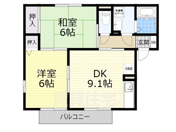 大阪府泉大津市板原町1丁目の賃貸アパートの間取り
