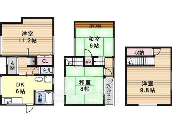 大阪府藤井寺市林1丁目(一戸建)の賃貸物件の間取り