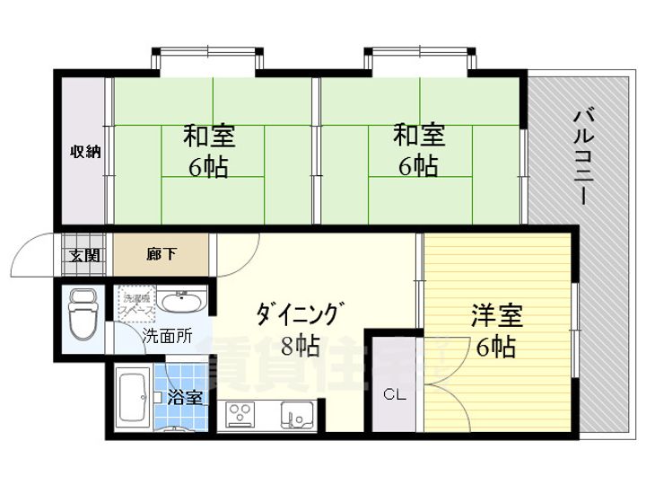 大阪府大阪市旭区森小路1丁目の賃貸マンションの間取り