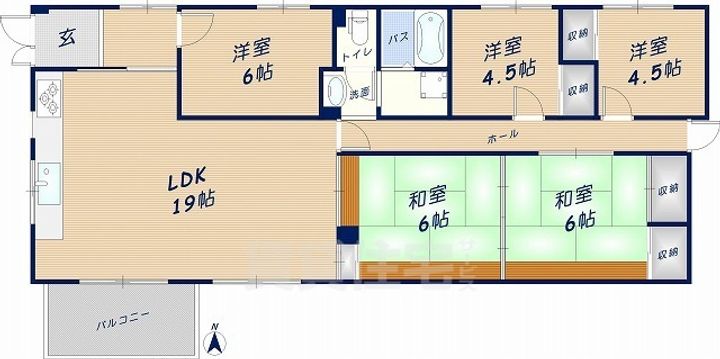 鷹殿町25-17貸家の間取り