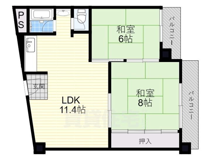香里コーポ百合の間取り
