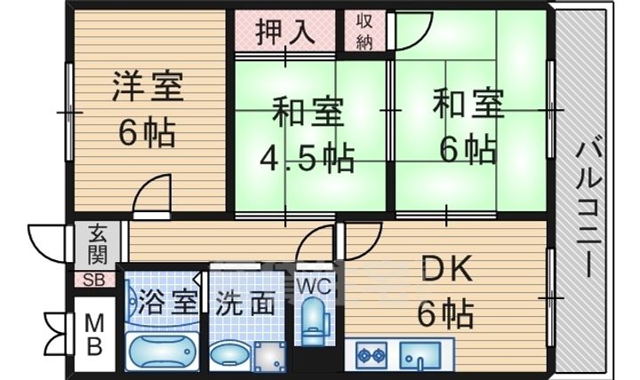 大阪府豊中市利倉西1丁目の賃貸マンションの間取り