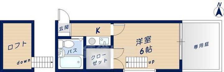 大阪府東大阪市若草町の賃貸アパートの間取り