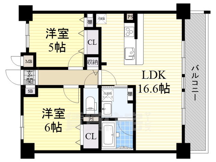 大阪府高槻市上土室6丁目の賃貸マンションの間取り