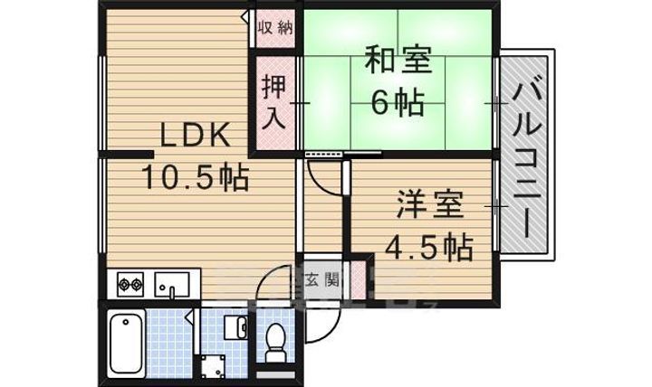 大阪府茨木市沢良宜西2丁目の賃貸アパートの間取り
