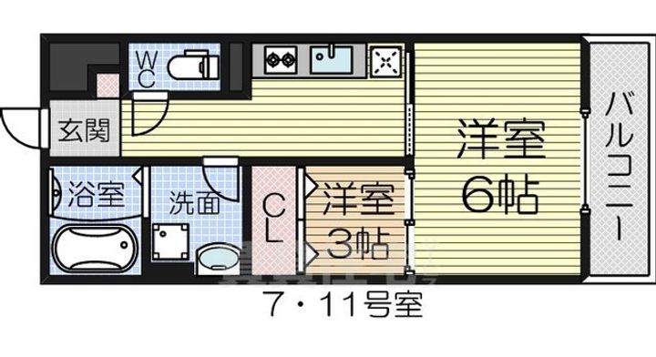 大阪府堺市西区鳳東町2丁の賃貸アパートの間取り