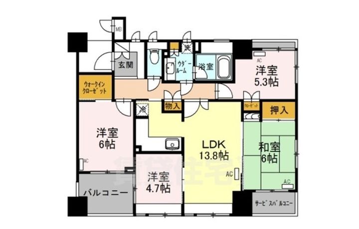 大阪府堺市堺区北瓦町1丁の賃貸マンションの間取り
